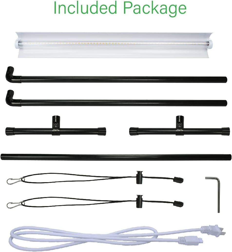 2 feet LED Grow Light Stand for Seedling,Iron Pipe Frame,with Natural White Light Full Spectrum LED Plant Growing Lamp, Light Height Ajustable,with Timer Outlet