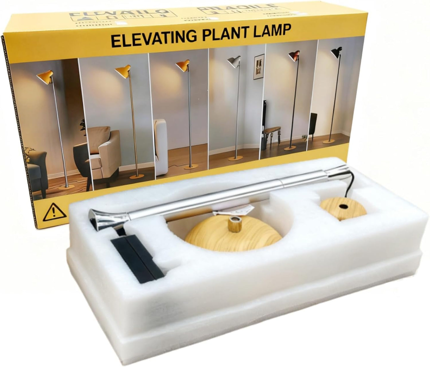 yadoker Plant Grow Light for Indoor Plant, Aluminum Wood Grain LED Grow Light,Elevating Plant Lamp,Height Adjustable,Automatic Timer with 8/12/18Hours,10-Level Brightness,Ideal for Large Plant Grow