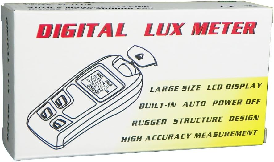 Leaton Light Meter, Digital Luxmeter, Digital Illuminance Meter, Range up to 200,000 Lux, Luxmeter with LCD Display for Plants, Car Headlights, Home & Office LEDs Light Photograph