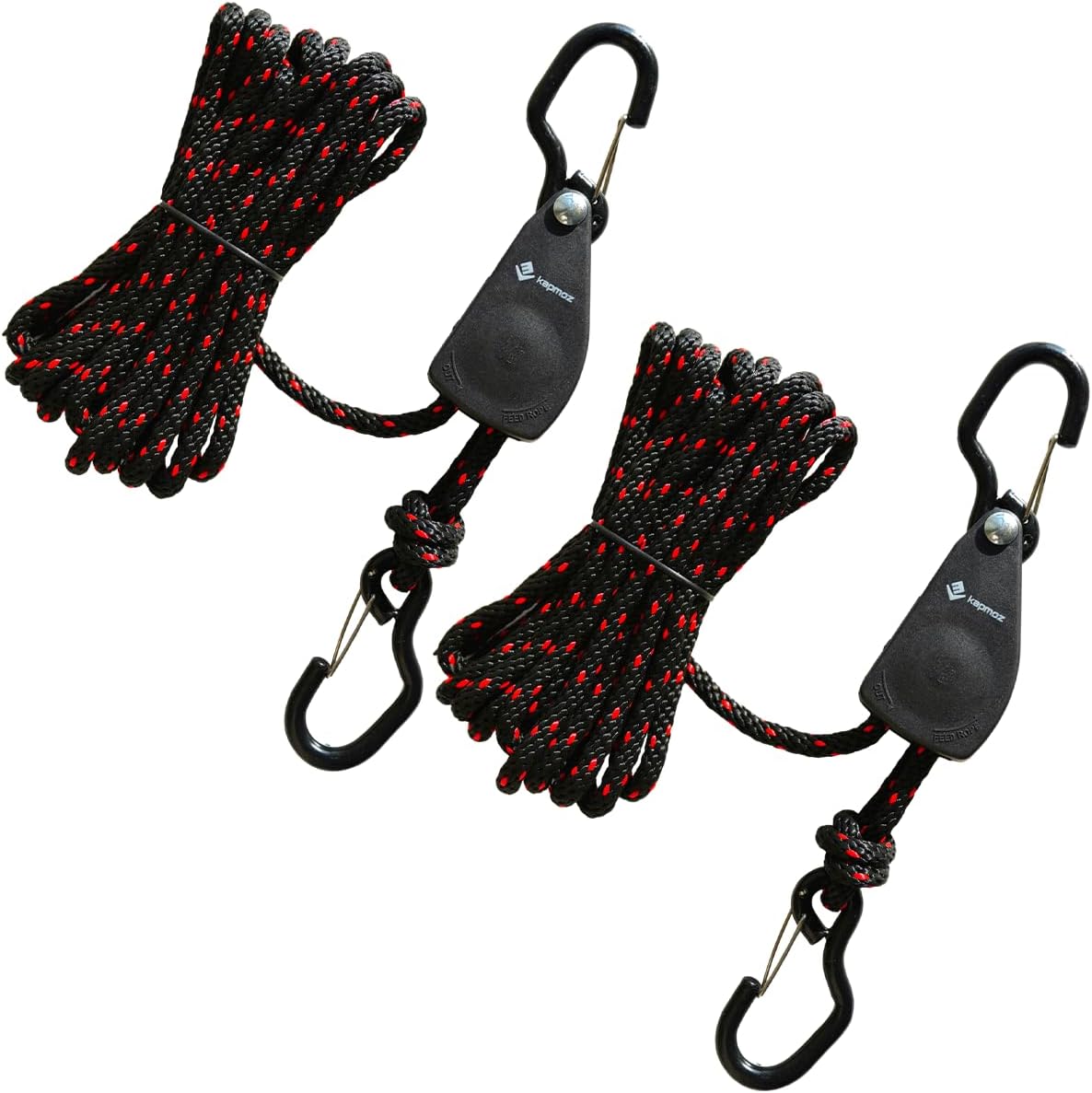 Heavy Duty Ratchet Tie Down Straps with Safety Hooks, Cargo Ratchet Straps for Kayak, Canoe, Truck, Trailer, Motorcycle, Grow Lights & Camping Gear, Securing Straps with Easy Release Ratchet Tightener