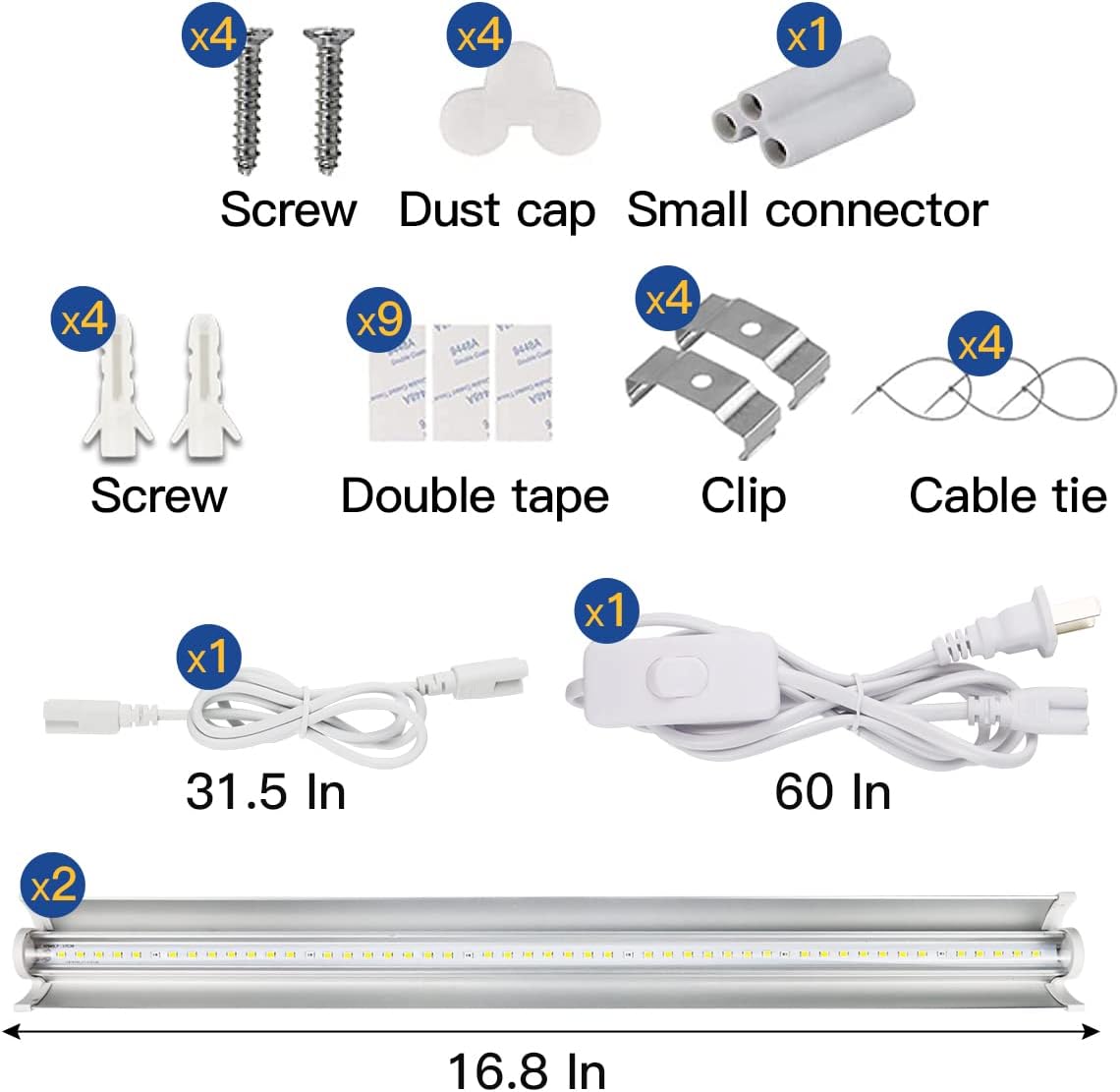 GYTF T5 Grow Lights 2 Pack, 1.4Ft 5000K White Full Spectrum LED Plant Growing Lamp Strips for Indoor Plants, Seeds Starting, Succulents, High PPFD with V-Shaped Reflector