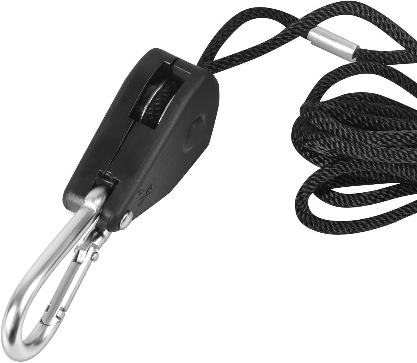 iPower 4-Pair 1/8 Inch Adjustable Heavy Duty Rope Clip Hanger Reinforced Metal Internal Gears 8-Feet Long 150lbs Weight Capacity