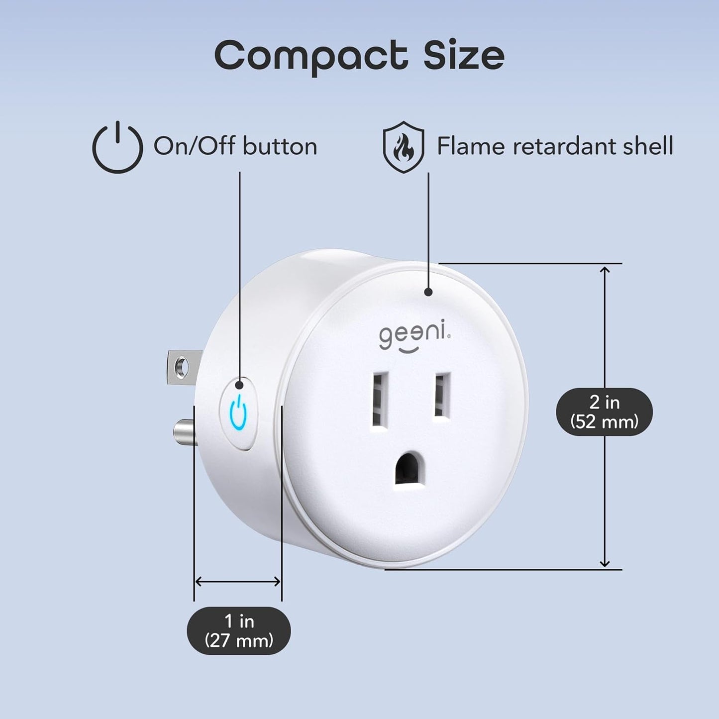 Geeni Dot Smart Plug with 2.4GHz WiFi Connectivity – 2-Pack Compact, Fire-Resistant Smart Outlet Plugs with Schedule & Timer – No Hub Needed, Supports Alexa & Google
