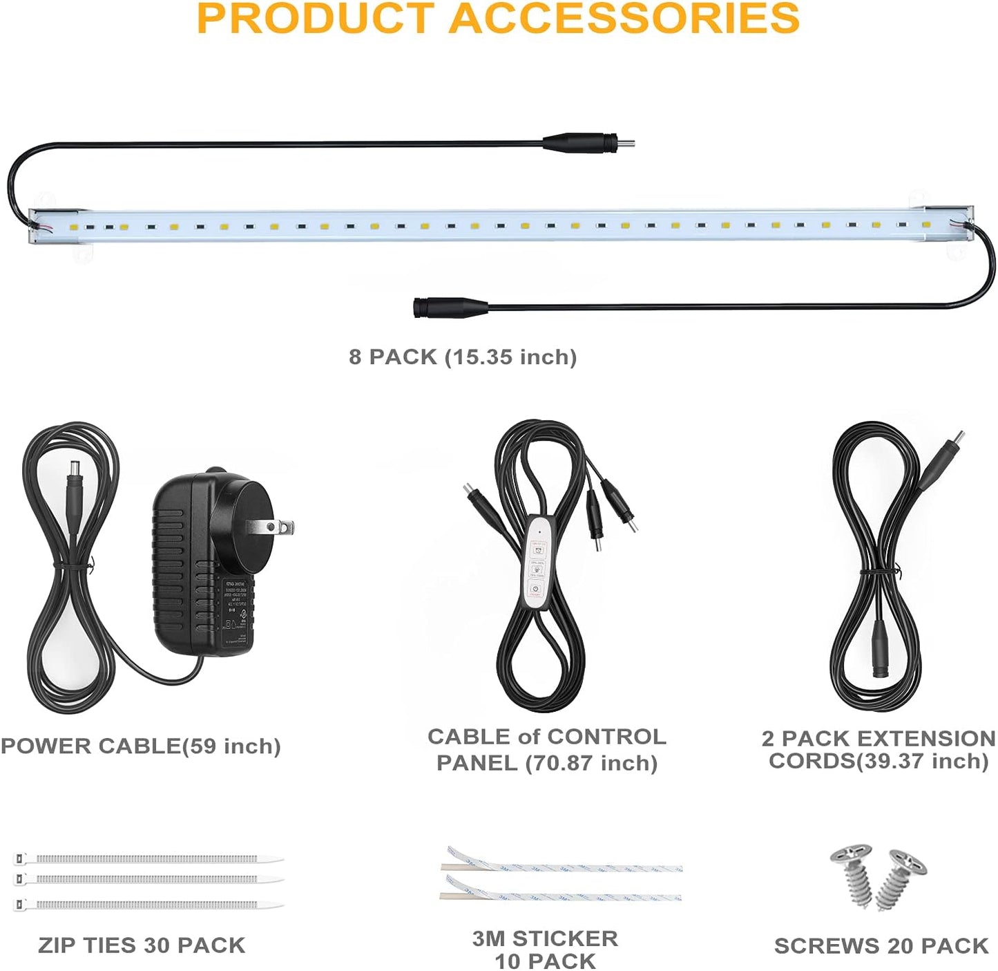 LED Grow Light for Indoor Plants, Grow Lights 80W Full Spectrum, 4 Dimmable Levels Sunlike Grow Lamp, Auto On/Off 3/6/12H Timer Grow Light Strips for Flower Succulent Hydroponics Greenhouse, 8 Pack