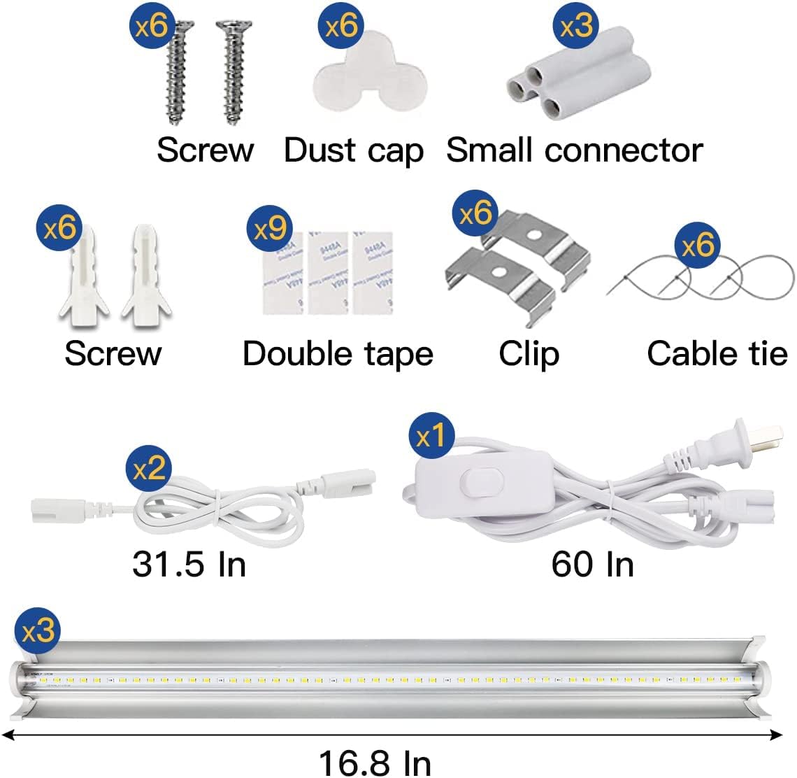 GYTF T5 Grow Lights 1.4Ft, 5000K White Full Spectrum LED Plant Growing Lamp Strips for Indoor Plants, Seeds Starting, Succulents, High PPFD with V-Shaped Reflector