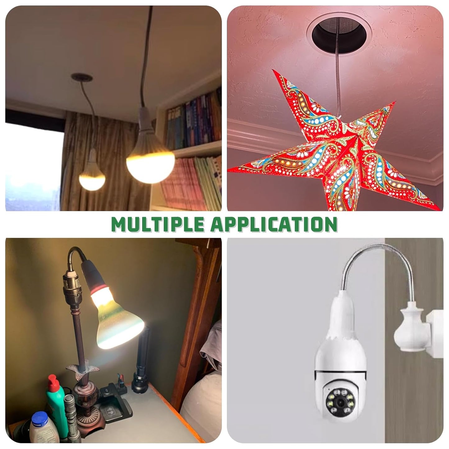 Light Socket Extender Adapter,Standard Bulb Screw Base 6inch 1ft 2ft Flexible Extension Adapter,Bendable Adjustable Extension Neck Grow Light Socket Stand