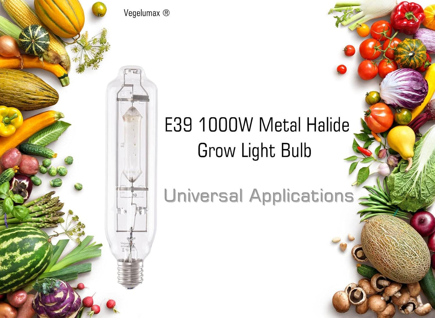 MH 1000W Metal Halide Single Ended HID Grow Light Bulb Lamp High PAR Enhanced Blue and Violet Spectrums for Hydroponic Horticulture Vegetative Growth,CCT 6000K,92,000Lumens,E39 Base