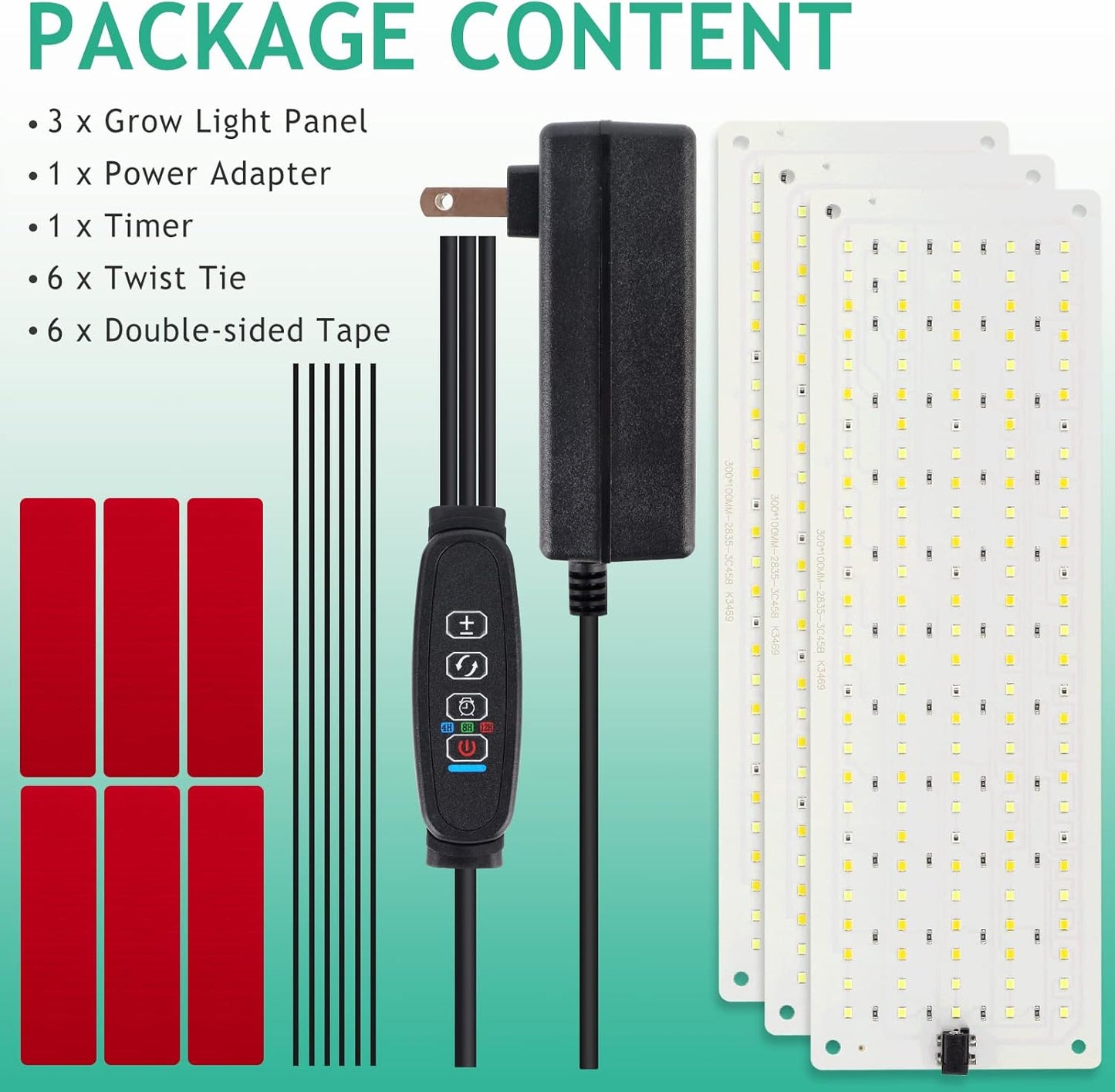LBW Grow Light, 405 LEDs Full Spectrum Small Grow Lights, 4/8/12H Timer, 3 Lighting Modes, 10 Dimmable Levels, Plant Lamp Strip for Seedlings, Veg, Bloom, 3 Pack