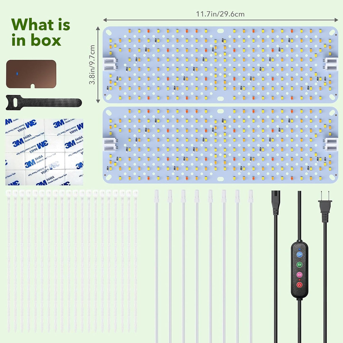 SDOVUERC Full Spectrum 384 LEDs Grow Lights, 24W Plant Grow Lights for Indoor Plants with Daisy Chain Function, Sunlike Spectrum,4/8/12/16/20H Timer for Seed Starting(Pack2)