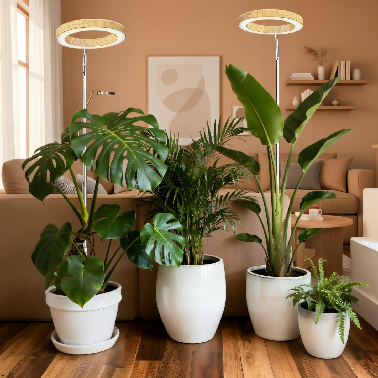 Grow Lights for Indoor Plants Full Spectrum,6.3" LED Wood Grain Plant Grow Light, 9.8-65in Height Adjustable Plant Lights Growing Lamp with Auto Timer 3H/9H/12H,10 Dimmable Levels (Wood Grain 1 Pack)