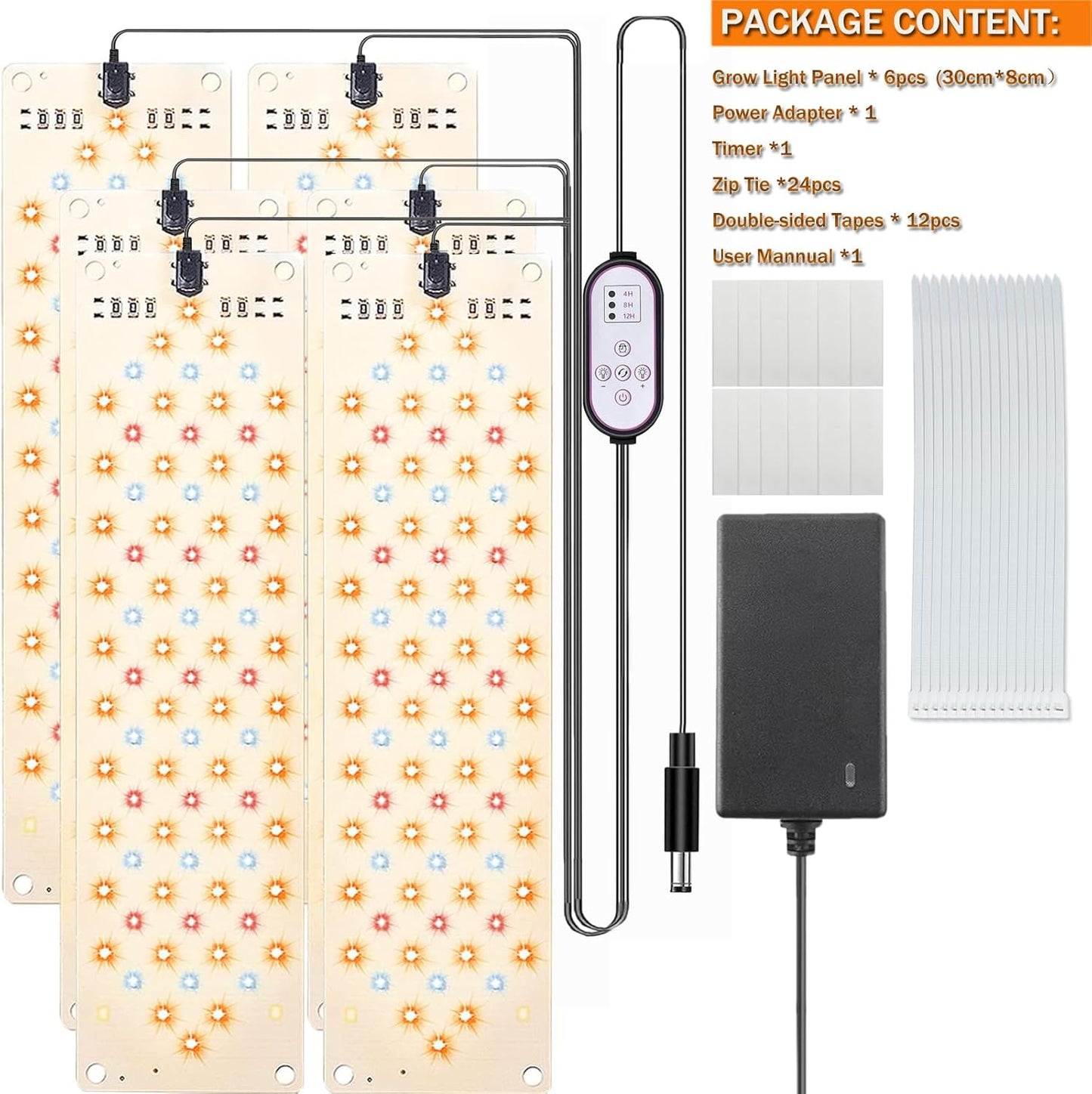 Rocoking Grow Light,Ultra-Thin Panel Grow Lights for Indoor Plants,474LEDs Full Spectrum Grow Lights for Under Cabinet Plant, Grow Lamp with 4/8/12H Timer,10 Dimmable Levels for Plants Growing (6pcs)