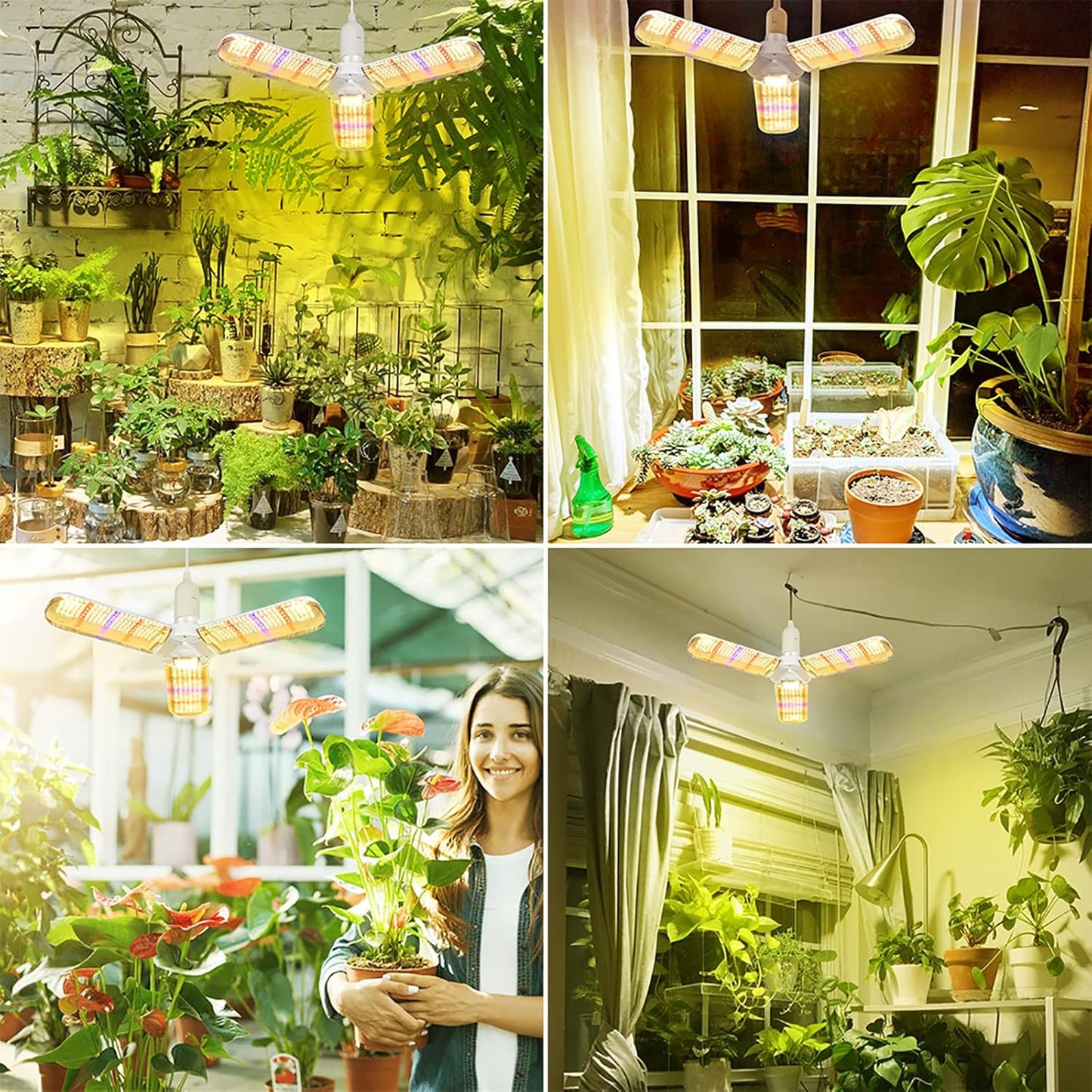 2 Pack 150W LED Grow Light Bulb Foldable Sunlike Full Spectrum Grow Light for Indoor Plants, 414 LEDs Sunlike Plant Light with Power Cord, E27 Plant Lamp for Flowers,Greenhouse Hydroponic