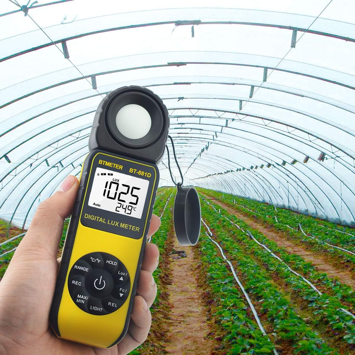 BTMETER BT-881D Digital Illuminance Light Meter, Measure Lights 0.01~400,000 Lux (0.01~40,000 FC) Foot Candles Luxmeter with 270º Rotated Sensor for Plants LED Lights Indoor Outdoor Light Tester