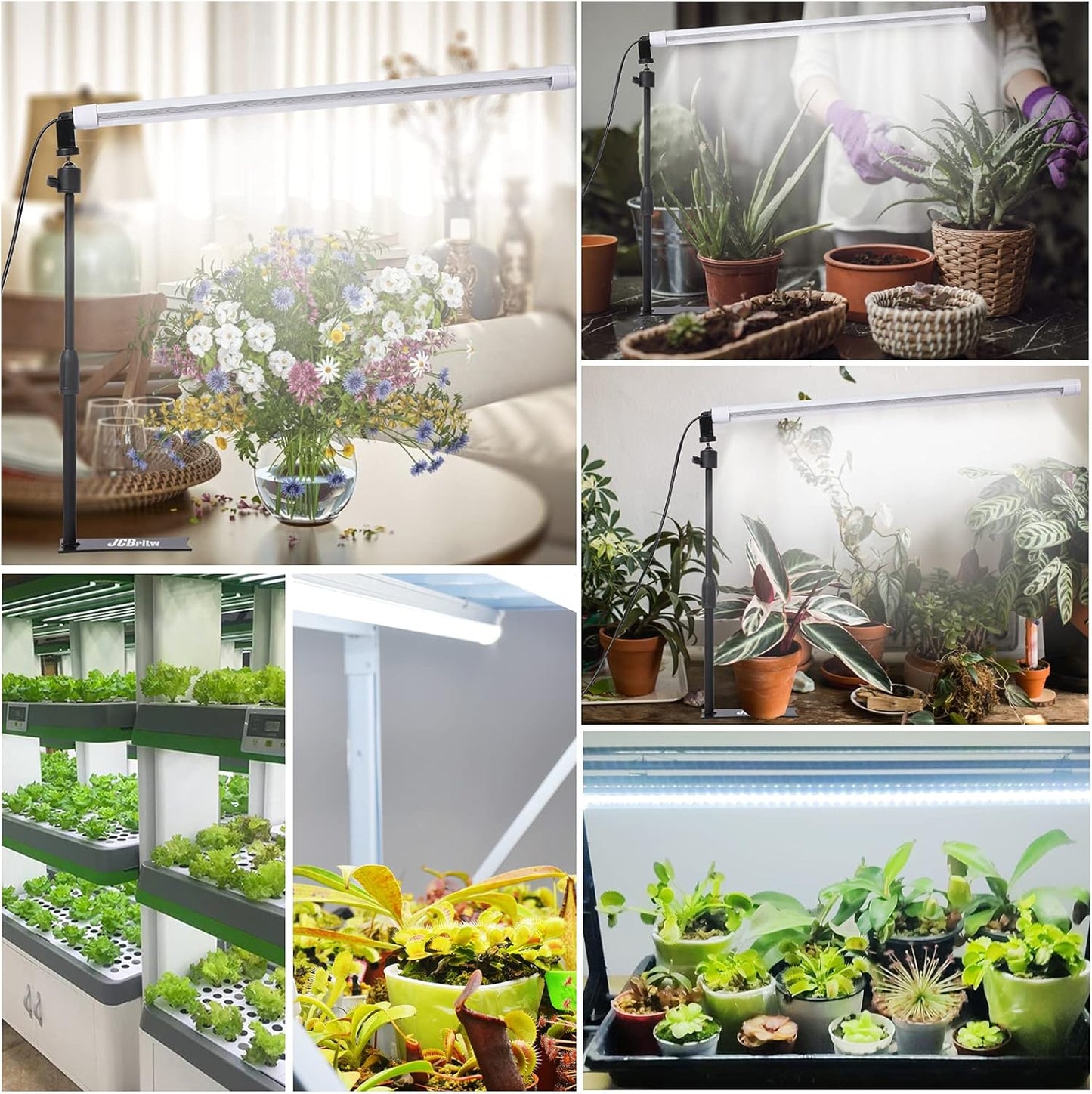Standing LED Grow Light,Adjustable 2ft T8 Bar Plant Light, White 4500K Full Spectrum Plant Grow Lamp on Stand for Indoor Plants Seed Starting, Seedlings, Veg, Flower
