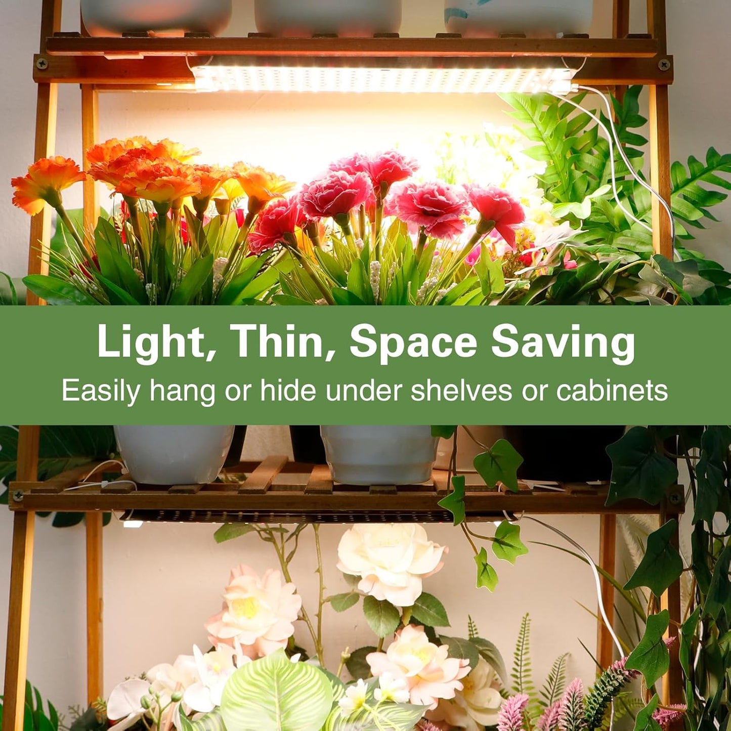 24W Ultra-Thin Panel Full Spectrum Grow Lights, 384 LEDs Plant Grow Light for Indoor Plants with Daisy Chain Function, Grow Lights for Seed Starting with 4/8/12/16/20H Auto On/Off Timer (2pcs)