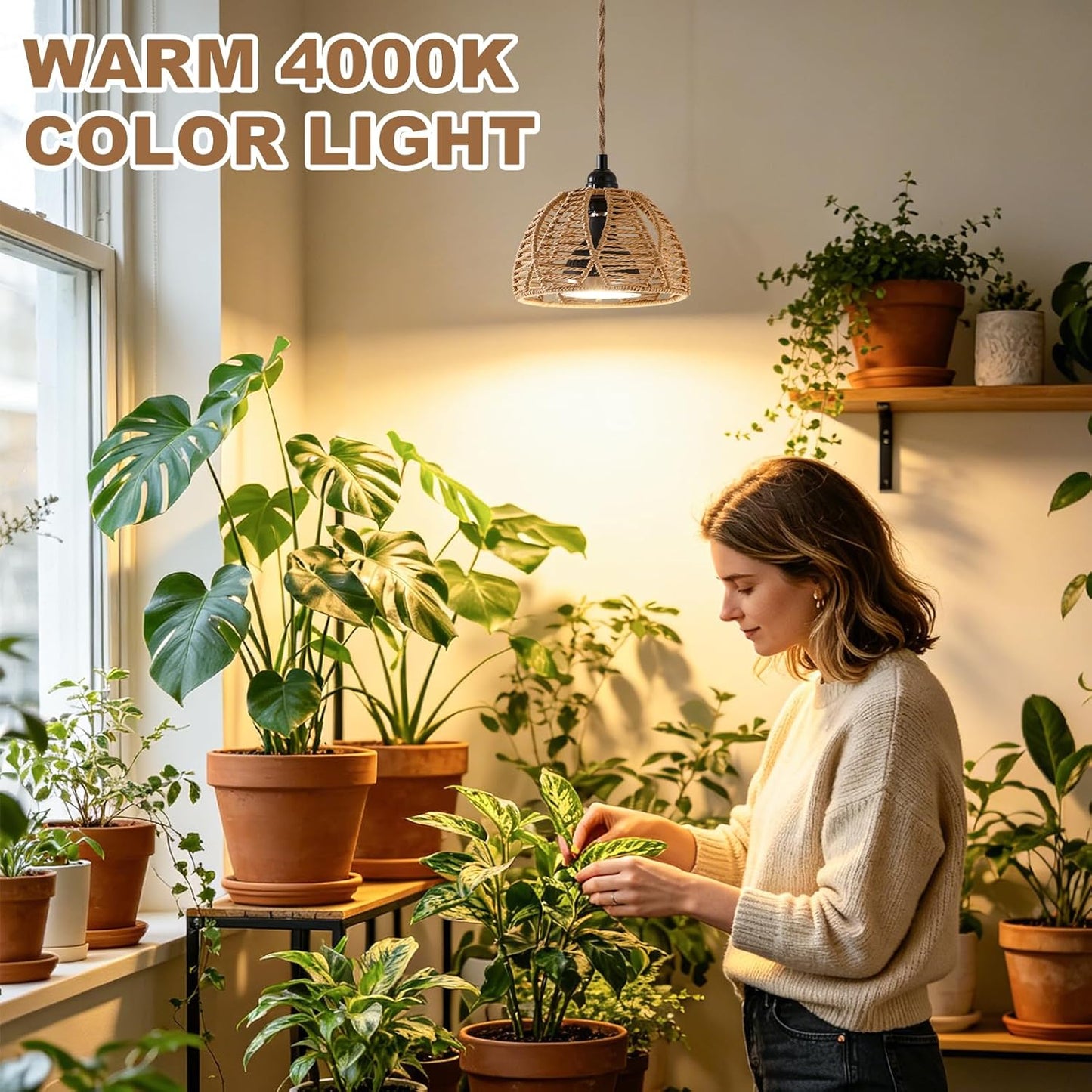 Hanging Grow Lights for Indoor Plants, Full Spectrum Plant Light, with Timer and 15FT Power Cord, 30W Pendant Plant Lights for Indoor Growing, Garden, Flowers, Greenhouse
