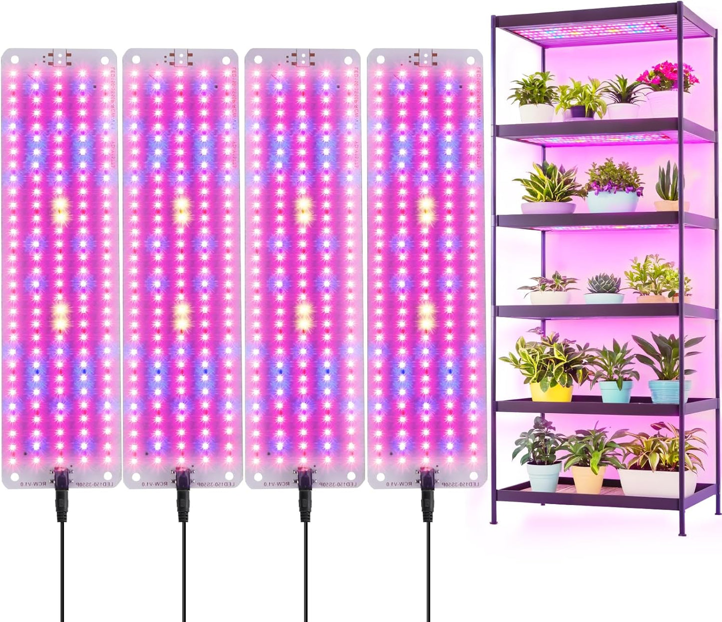 Grow Lights for Indoor Plants Full Spectrum,Plant Lights with Auto Timer 3/9/12H Grow Light for Under Cabinet Plant, 10 Dimmable Levels, Grow Lamp Panel Grow Lights for Seed Starting(4P)
