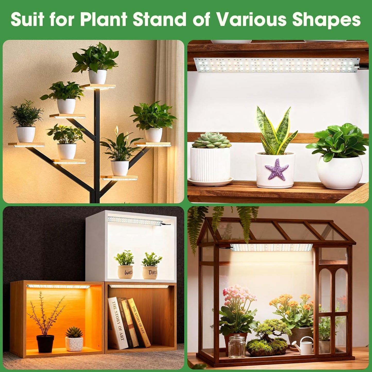 Grow Lights for Indoor Plants, Ultra-Thin Panel, 540LEDs Full Spectrum, 8/12/16H Timer, 10 Dimmable Levels