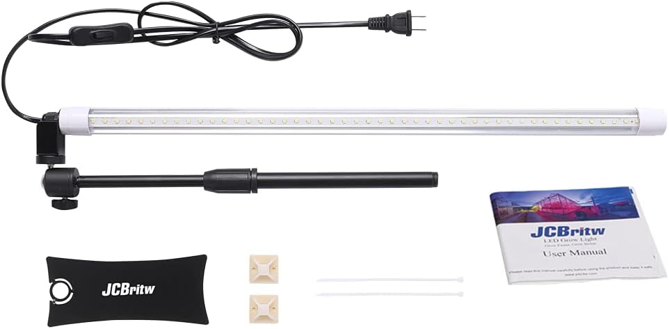 Standing LED Grow Light，Adjustable 2ft T8 Bar Plant Light, White 4500K Full Spectrum Plant Grow Lamp on Stand for Indoor Plants Seed Starting, Seedlings, Veg, Flower