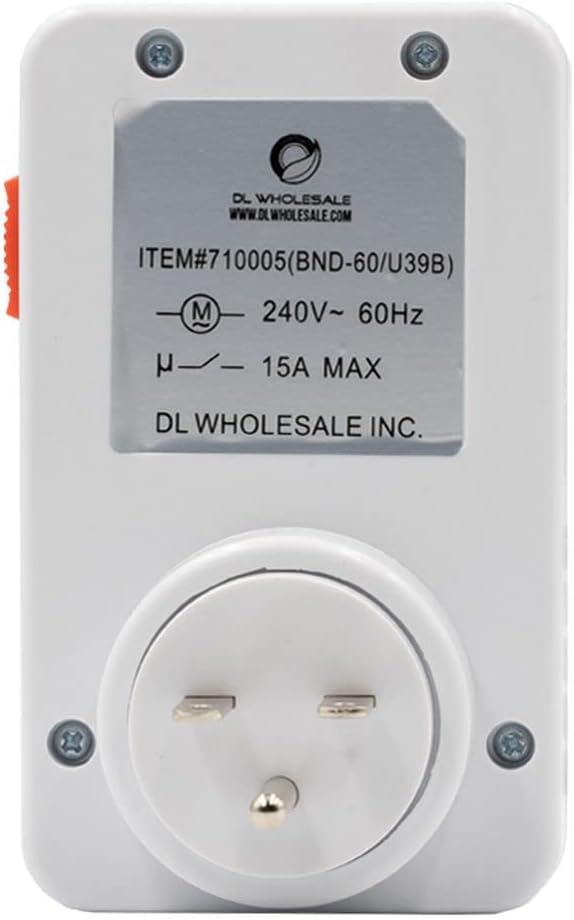 Grow1 Single Outlet Mechanical Timer 24 Hour Hydroponics Grow Light Timers Electrical Outlets, Universal Wall Plug 3-Prong Grounded Outlet, UL Listed, 240v