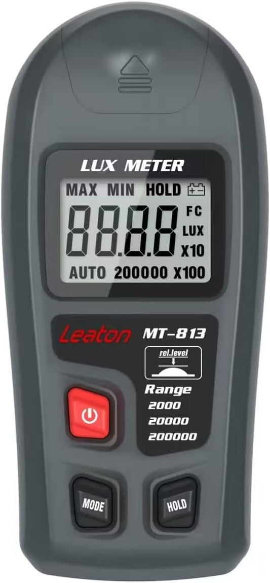 Leaton Light Meter, Digital Luxmeter, Digital Illuminance Meter, Range up to 200,000 Lux, Luxmeter with LCD Display for Plants, Car Headlights, Home & Office LEDs Light Photograph
