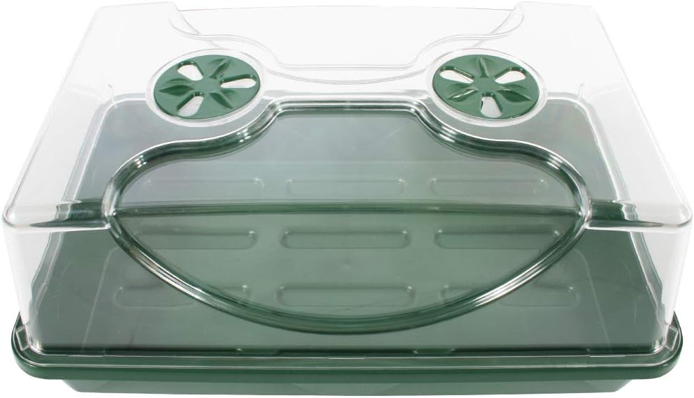 EarlyGrow 70738 Medium Domed Propagator, 15" x 9" x 7", Black/Dark Green