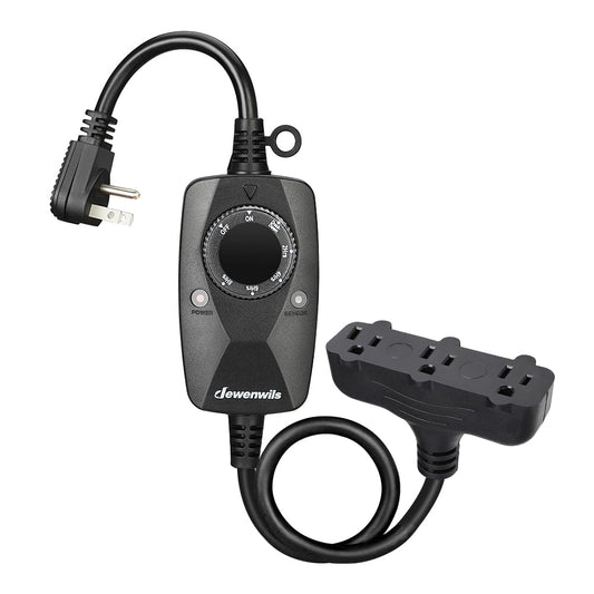 DEWENWILS Light Timer Outdoor Weatherproof with 2 FT Extension Cord, Photocell Timer Switch with 3 Grounded Outlets for Landscape Light, String Lights, UL Listed