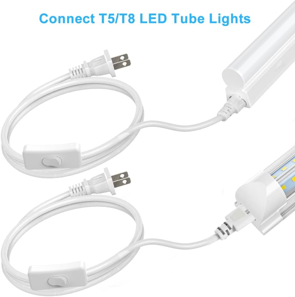 CNSUNWAY T5 T8 LED Lights Power Extension Cord, 10FT/3Meters LED Wire Connector Extension Cable with On/Off Switch for T5 T8 Integrated LED Tube, Shop Light Fixtures (3 Pack)