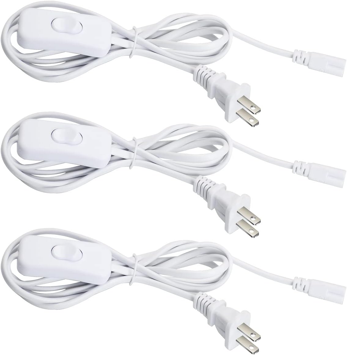 CNSUNWAY T5 T8 LED Lights Power Extension Cord, 10FT/3Meters LED Wire Connector Extension Cable with On/Off Switch for T5 T8 Integrated LED Tube, Shop Light Fixtures (3 Pack)