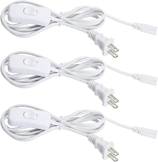 CNSUNWAY T5 T8 LED Lights Power Extension Cord, 10FT/3Meters LED Wire Connector Extension Cable with On/Off Switch for T5 T8 Integrated LED Tube, Shop Light Fixtures (3 Pack)
