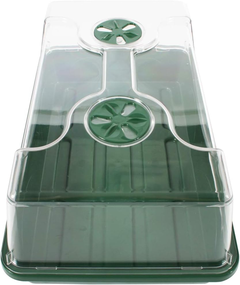 EarlyGrow 70738 Medium Domed Propagator, 15" x 9" x 7", Black/Dark Green
