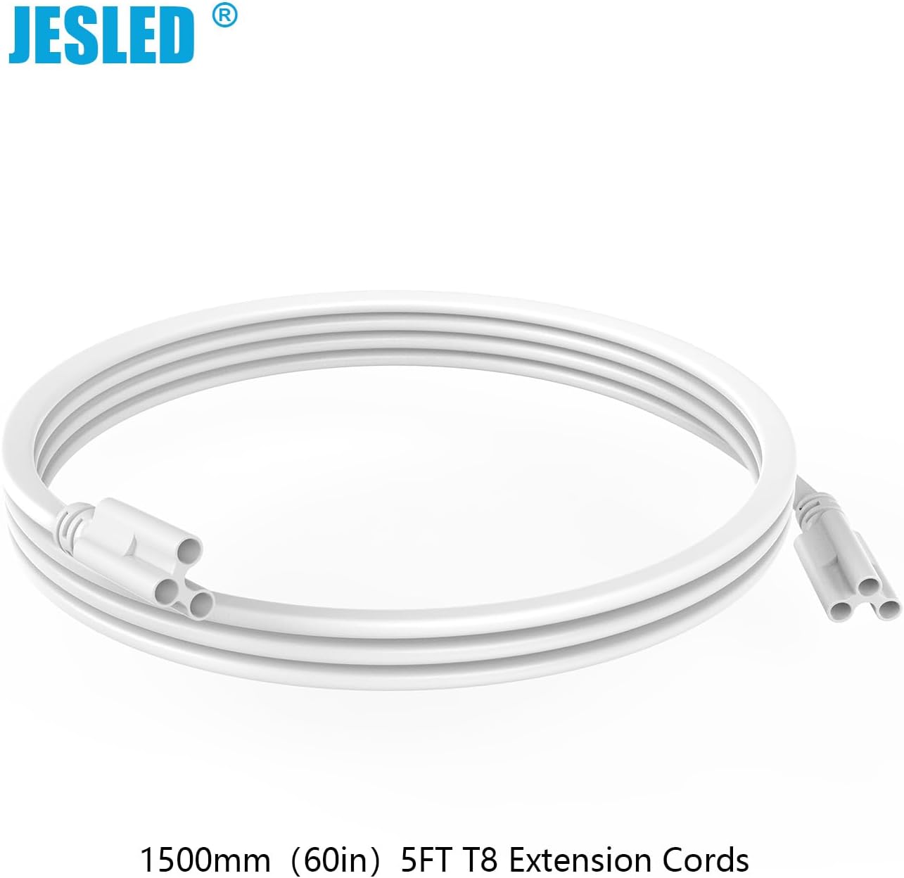 JESLED 5FT T5 T8 Extension Cords for led Shop Lights, 1.5 Meter T5 Extension Cable Linkable Wire Cable Connector for Integrated LED Tube Light, Garage Light, 6 Packs (Not for Male-to-Female)