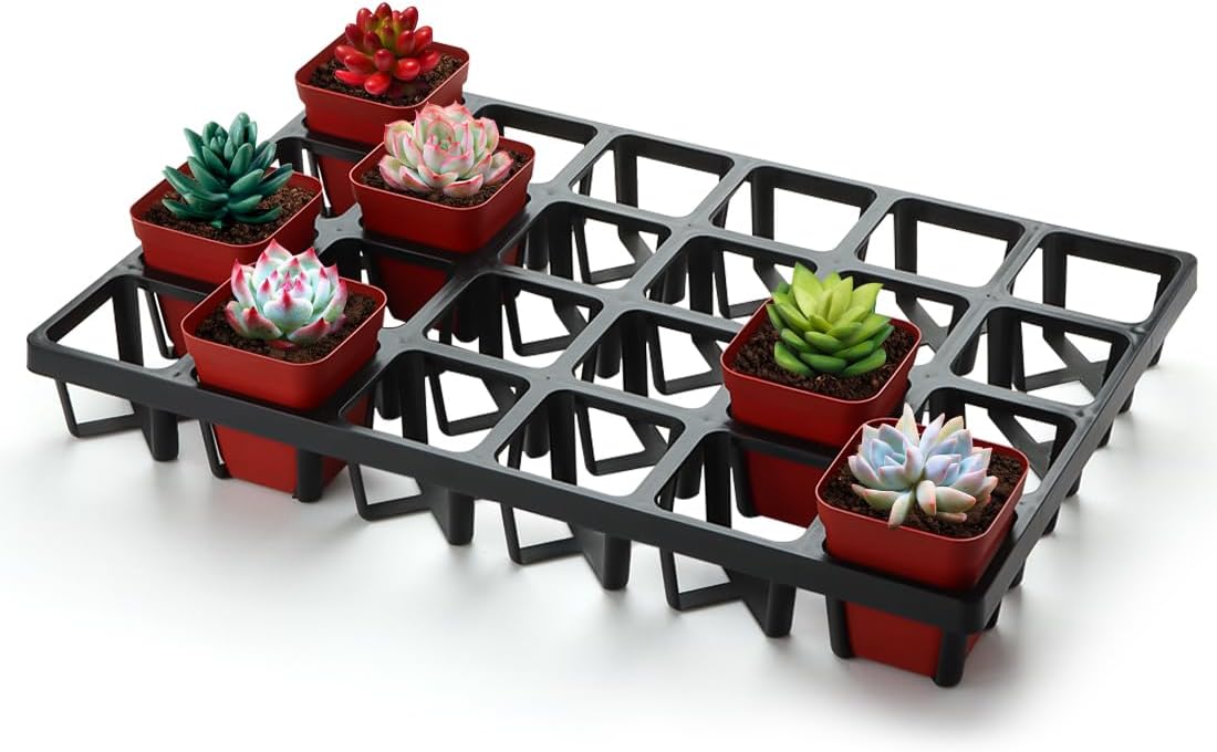 RooTrimmer Square Nursery Pot Tray with 24 Cells, 5 Pack Plant Trays for Pots, Flower Pot Moving Tray, Plastic Planting Tray for Carrying Small Plant Pots(120 Cells in Total
