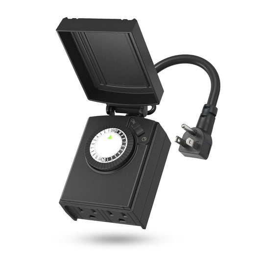 BN-LINK 24 Hour Heavy Duty Mechanical Timer, Outdoor Timer Outlet Waterproof with 30 Minutes Intervals, 2 Grounded Outlets for Christmas Lights Pool Pump,15A 1/2HP, ETL Listed