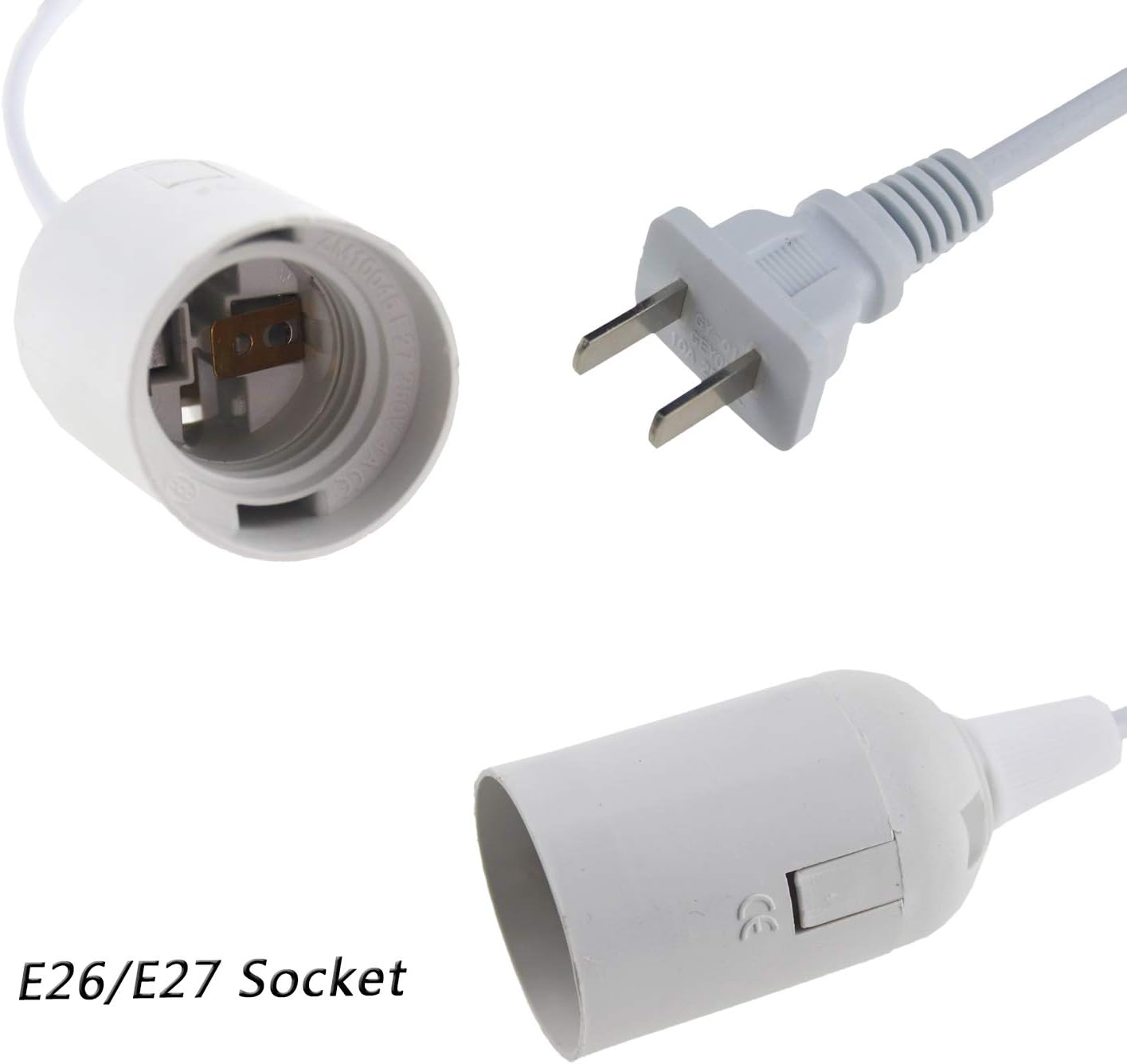 4 pcs E26/E27 LED Light socket 5.9FT extension cord with On/Off switch and US AC Power Plug Bulb Socket for Pendant Lighting Bulb Lamp in Kitchen Bedroom Restaurant (4 Packs)