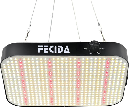 FECiDA 600W Equivalent Grow Light, 65W True Power Full Spectrum LED Grow Lights for Indoor Plants, Seed Starting, Seedlings for New Grower, 0–100% Dimmable, Daisy Chain, Quiet Cooling Fan