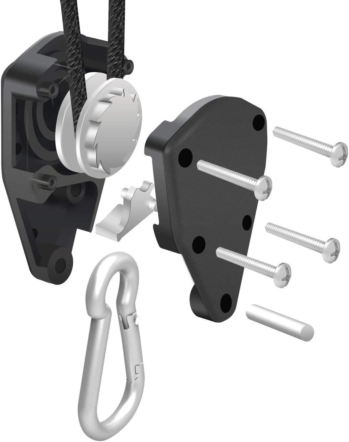 iPower 4-Pair 1/8 Inch Adjustable Heavy Duty Rope Clip Hanger Reinforced Metal Internal Gears 8-Feet Long 150lbs Weight Capacity