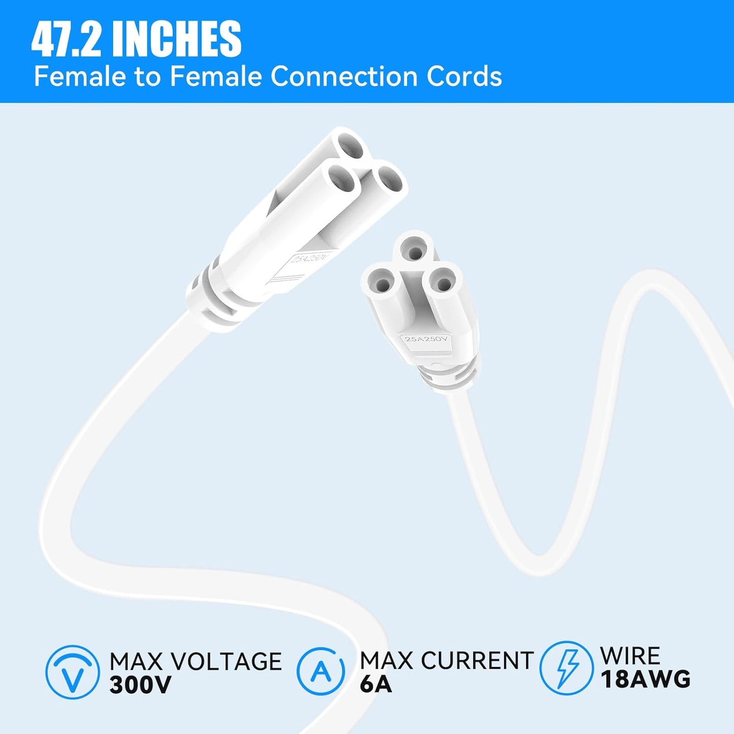 SHOPLED (4-Pack 4FT T5 T8 LED Shop Light Fixture Connecting Cords, Double-Ended Connector Cable for LED Tube Lights