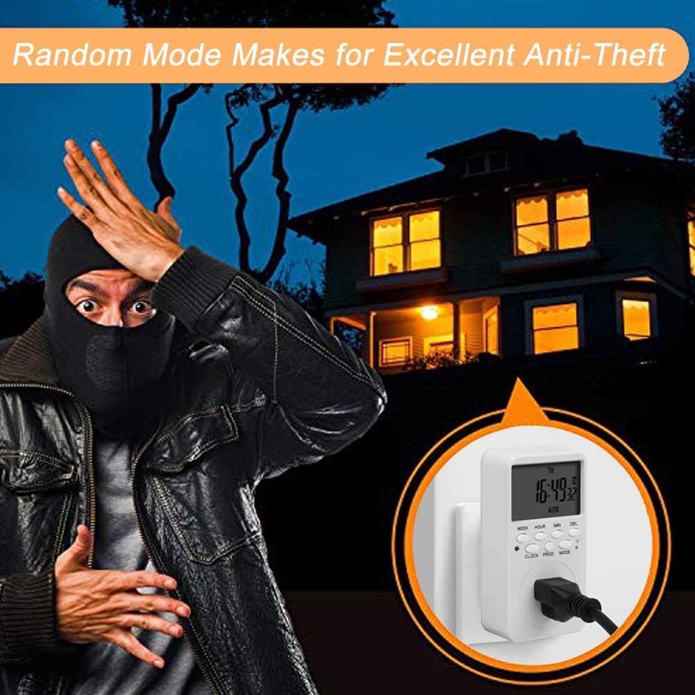 7-Day Programmable Digital Countdown Plug Timer for 110V AC, Energy-Saving Indoor Timer Outlet