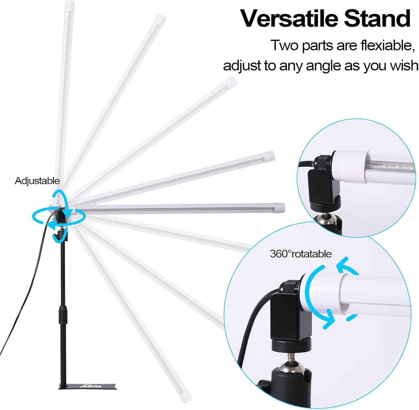 Standing LED Grow Light，Adjustable 2ft T8 Bar Plant Light, White 4500K Full Spectrum Plant Grow Lamp on Stand for Indoor Plants Seed Starting, Seedlings, Veg, Flower