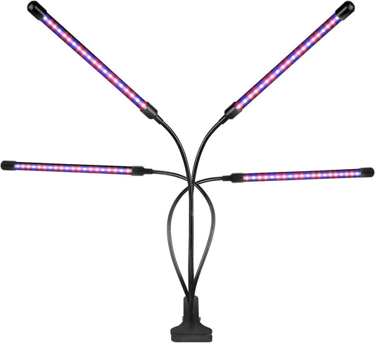 Grow Light, 80W Tri Head Timing 80 LED 9 Dimmable Levels Plant Grow Lights for Indoor Plants with Red Blue Spectrum, Adjustable Gooseneck, 3 9 12H Timer, 3 Switch Modes