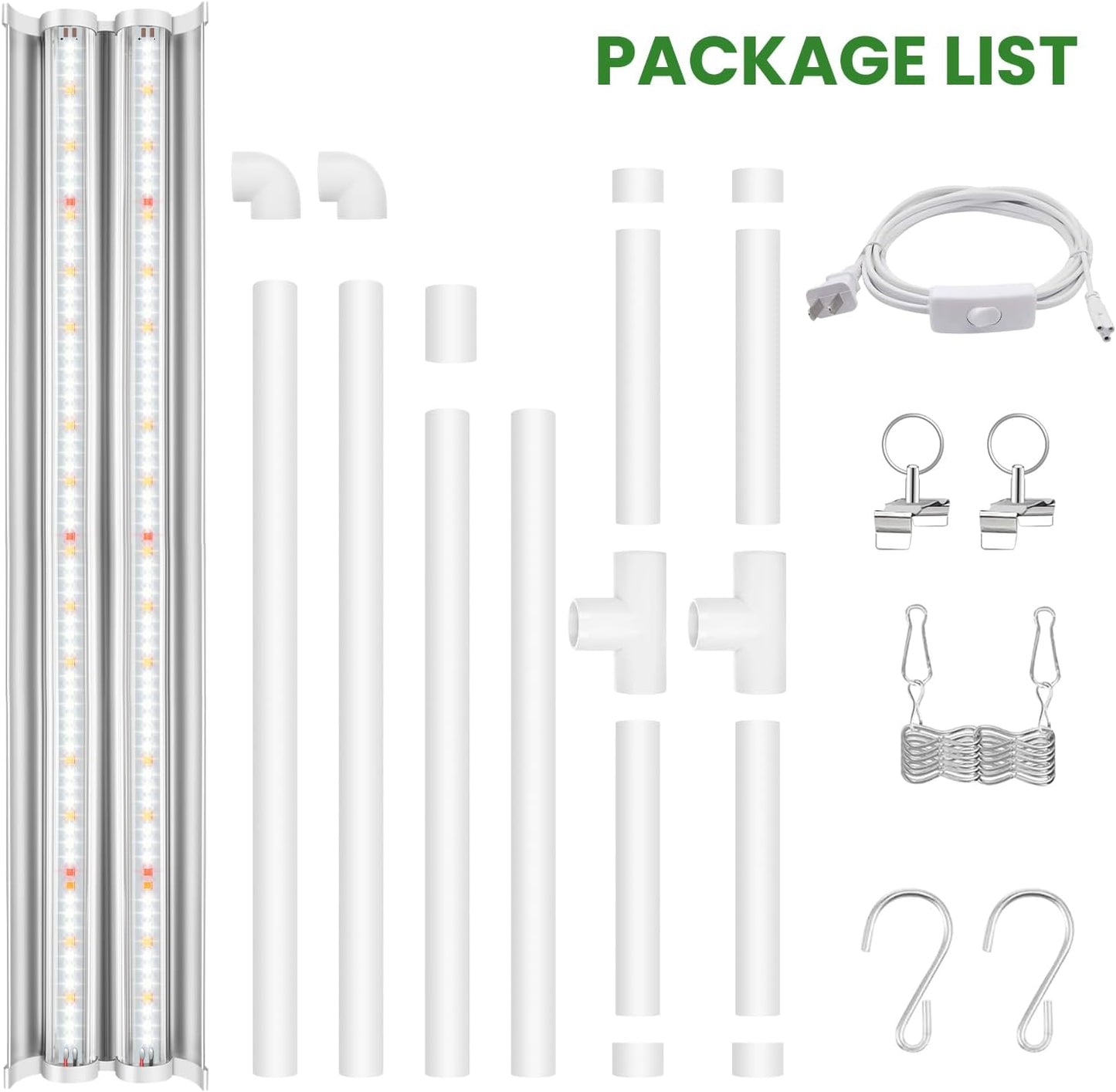 Wolezek Grow Lights for Seed Starting with Stand, 2ft T5 144 LEDs Full Spectrum Seedling Grow Light for Indoor Plants, 32W High Output Seed Starter Light Kit, Height Adjustable, ON-Off Switch