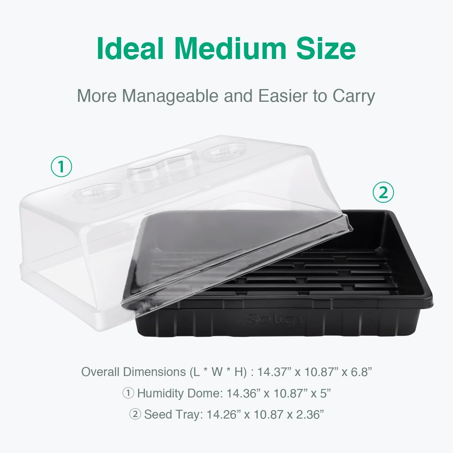 SOLIGT [Thick Plastic] 5-Set Strong Seed Starter Trays with 5" Humidity Domes for Seed Starting, Germination, Seedling Propagation & Plant Growing, Holds 240 Cells in Total