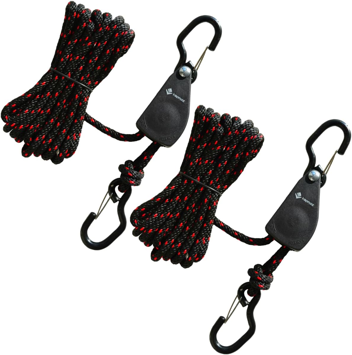 Heavy Duty Ratchet Tie Down Straps with Safety Hooks, Cargo Ratchet Straps for Kayak, Canoe, Truck, Trailer, Motorcycle, Grow Lights & Camping Gear, Securing Straps with Easy Release Ratchet Tightener