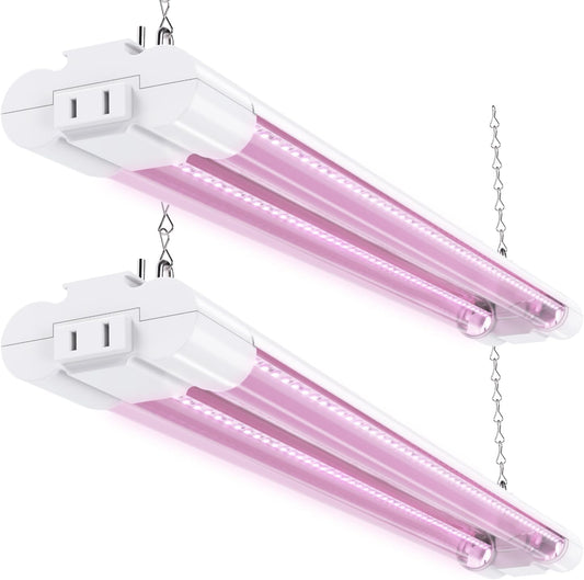 Sunco 2ft Grow Light LED, 20W, Full Spectrum, for Seed Starting, Seedling, Indoor Plants, Plug in Suspended Fixture, Link Up to 8, Inline Switch, ETL 2 Pack.