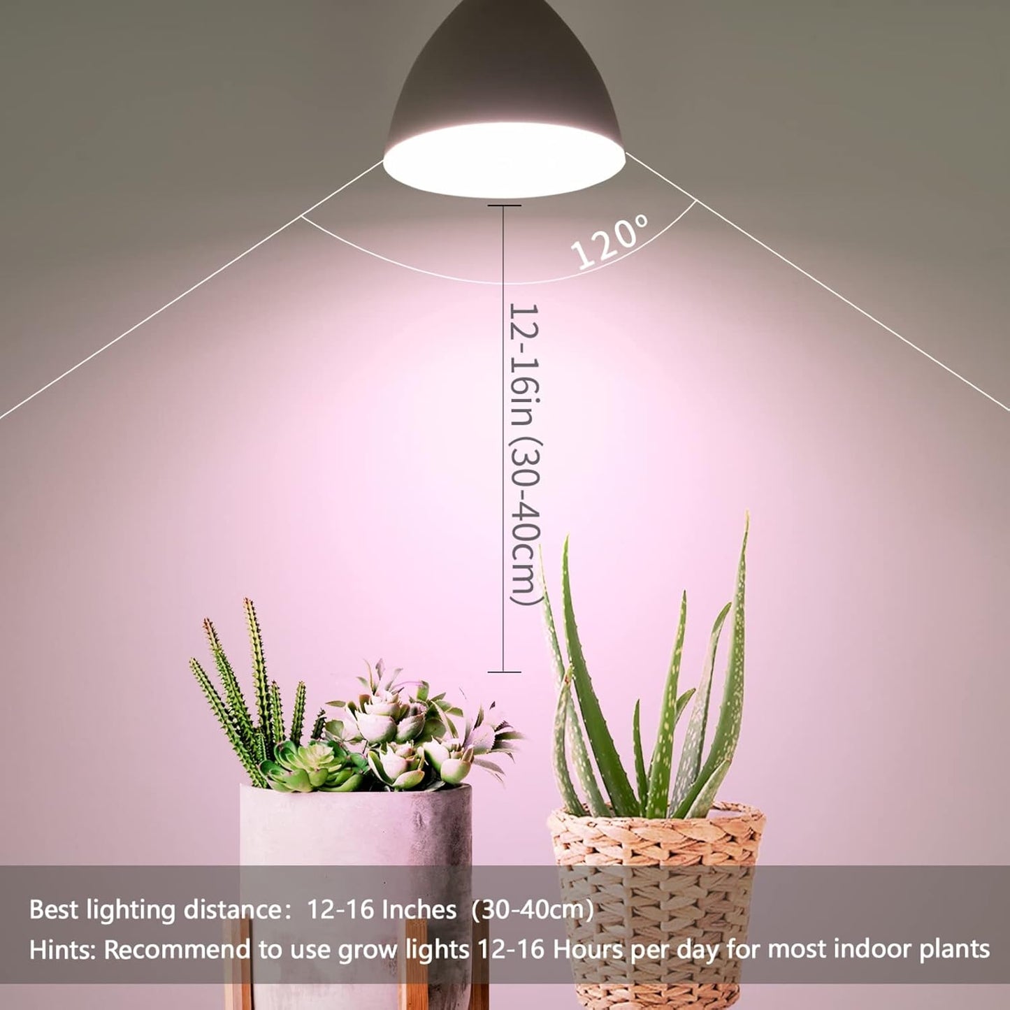 Smart LED Grow Light Bulbs with Remote Controller, Sun Mode, Built-in Daily Auto Timer, 4500K, A21/A70 E26/E27 9W Dimmable Full Spectrum Grow Bulbs for Indoor Plants, 2 Pack