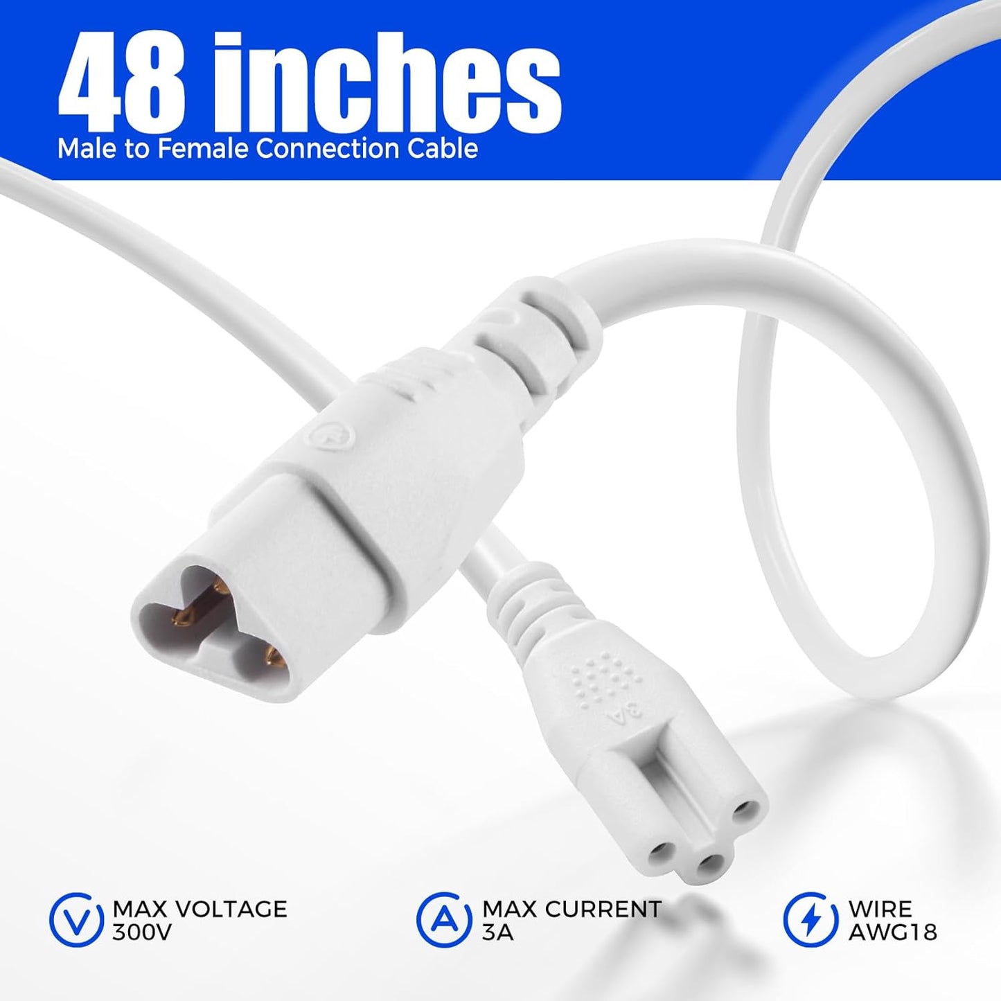 Barrina GM48, Not Suitable for Barrina T5 Grow Lights, Only for Barrina's Products with GM Series Cords, Male and Female Extension Cable, 4FT, Certified, 4 Packs