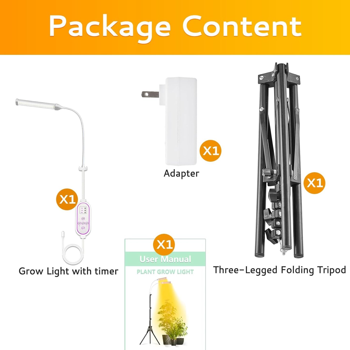105 LED Grow Lights for Indoor Plants Full Spectrum, LED Plant Light with Stand, Adjustable Height, Plant Grow Lights with Auto 4/8/12/H Timer for Indoor Tall Plants(105 LEDs)