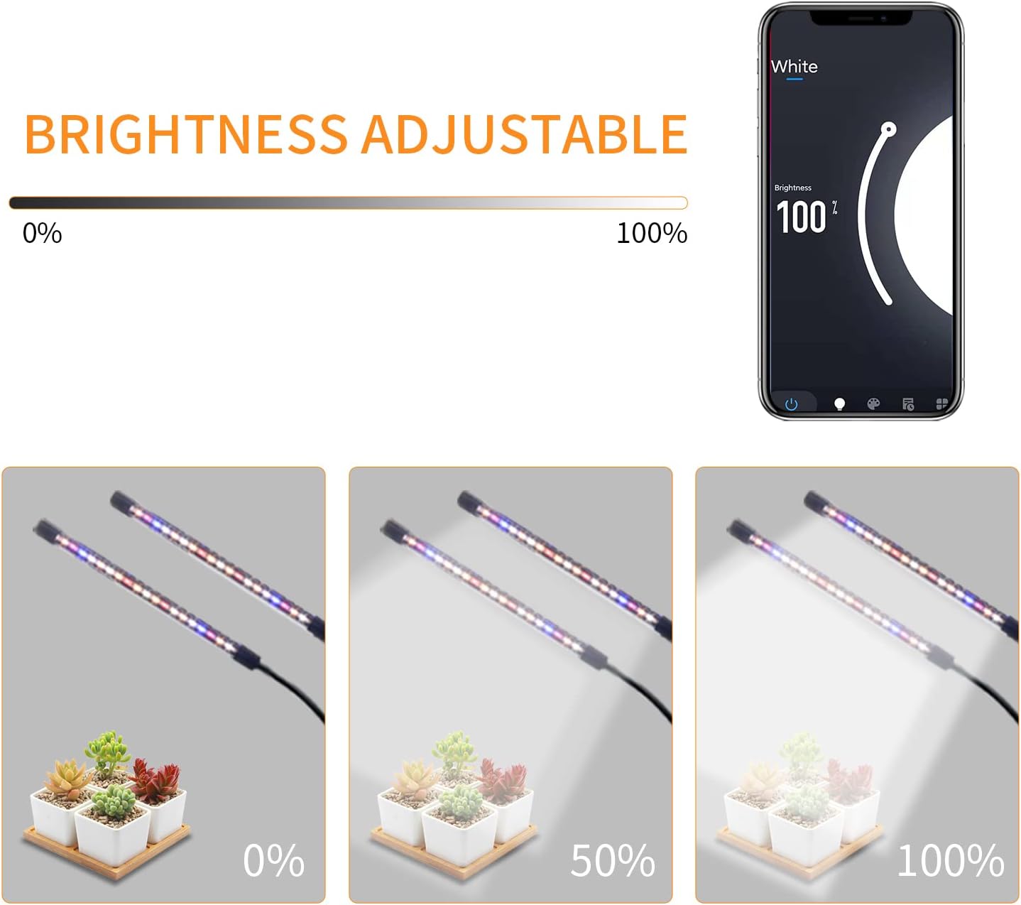 Led Grow Lights for Indoor Plants Full Spectrum, Smart WiFi Led Grow Light with Timer, Dimmable Clip on Grow Light App/Voice Control, Compatible with Alexa/Google/Siri (2 Tube)