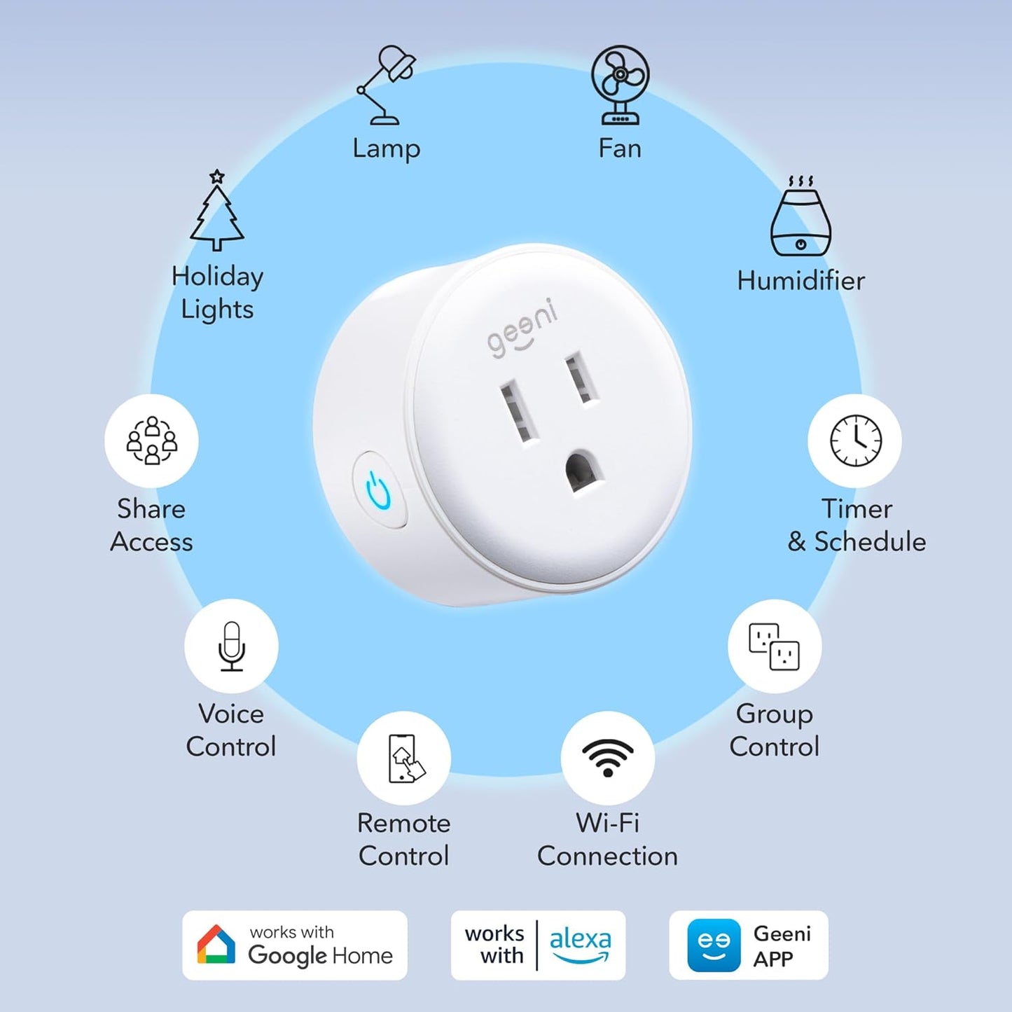 Geeni Dot Smart Plug with 2.4GHz WiFi Connectivity – 2-Pack Compact, Fire-Resistant Smart Outlet Plugs with Schedule & Timer – No Hub Needed, Supports Alexa & Google